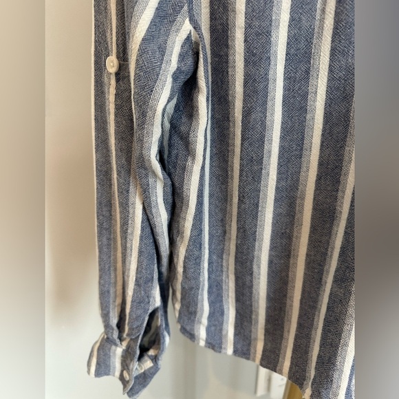Anthropology Cloth & Stone Navy and White Striped Button Down Shirt XS - Picture 7 of 10